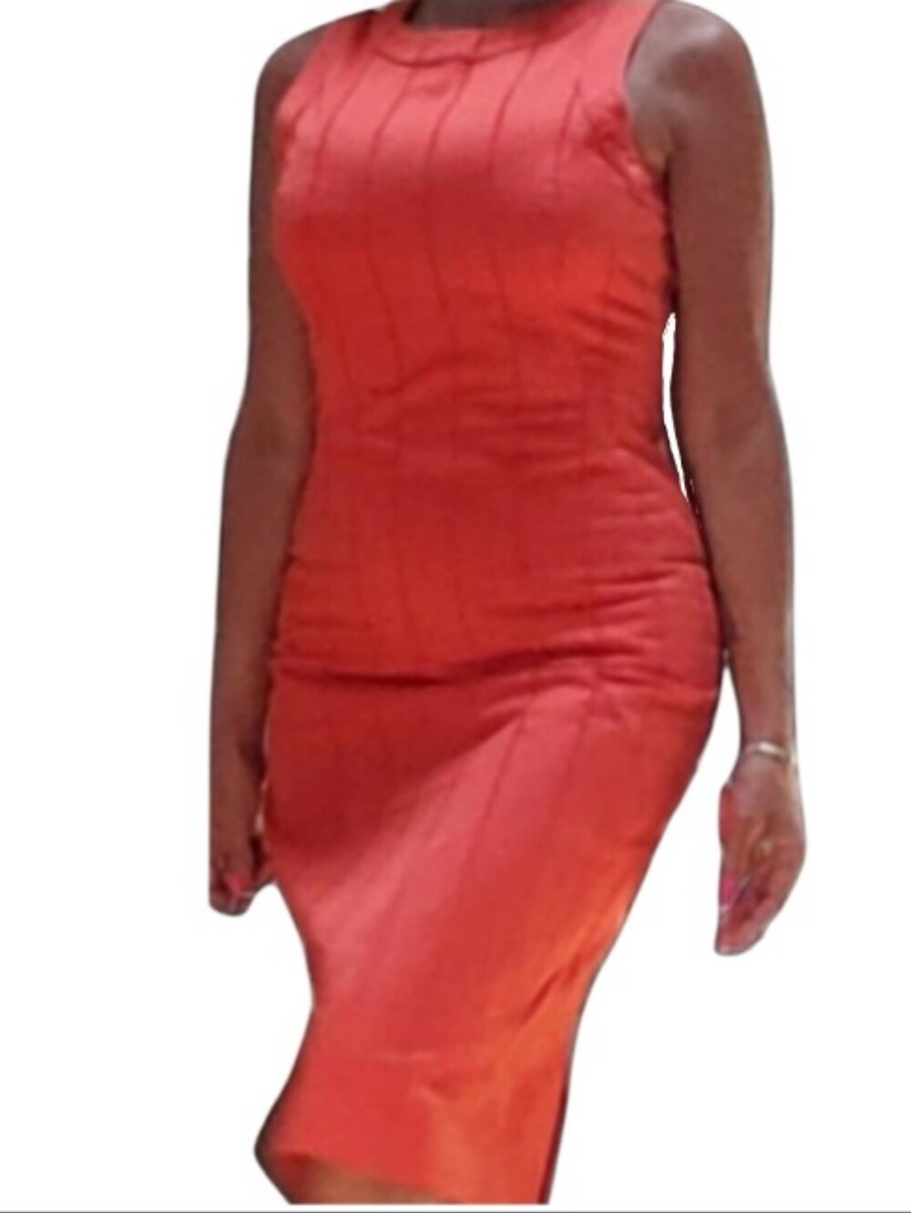 Vintage Versace Versus Sleeveless Coral Sheath Dress Kick Pleats Medium